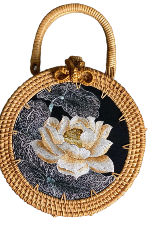 Håndbroderte speilblomster