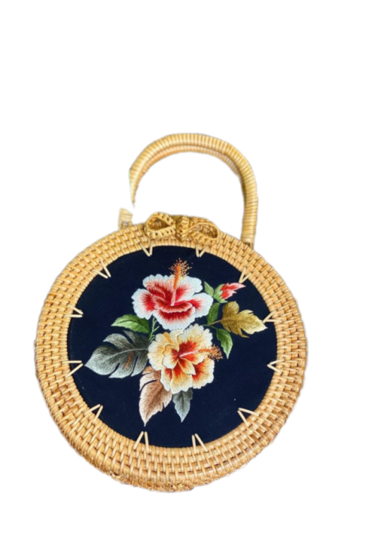 Håndbroderte speilblomster
