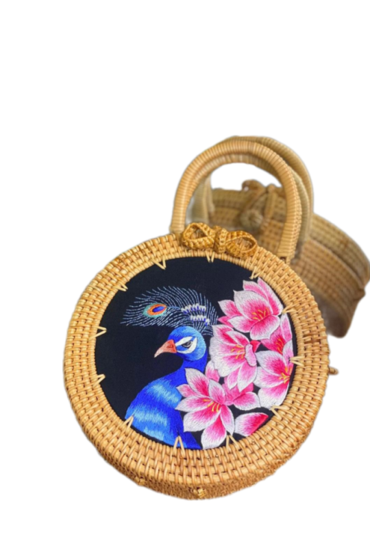 Håndbroderte speilblomster