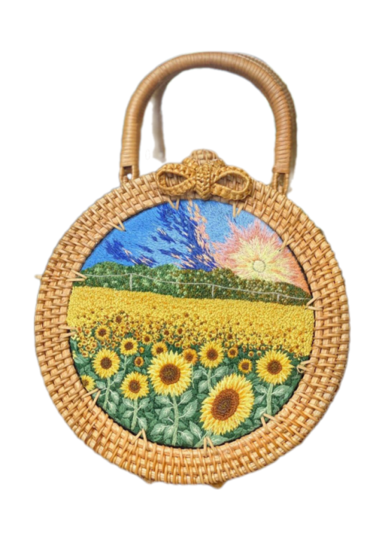 Håndbroderte speilblomster