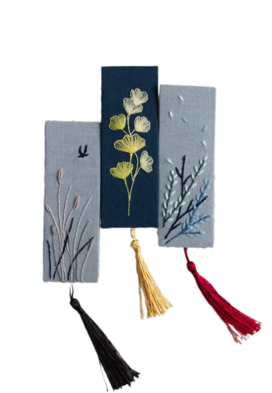 Blomsterbrodert bokmerke